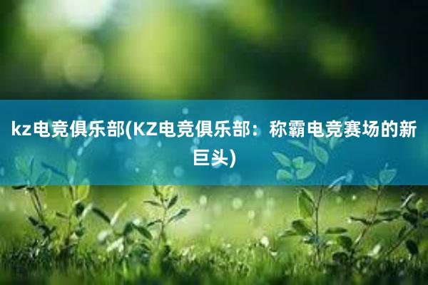 kz电竞俱乐部(KZ电竞俱乐部：称霸电竞赛场的新巨头)