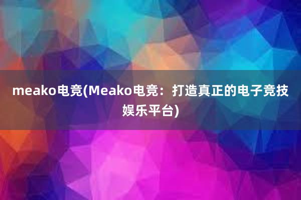 meako电竞(Meako电竞：打造真正的电子竞技娱乐平台)