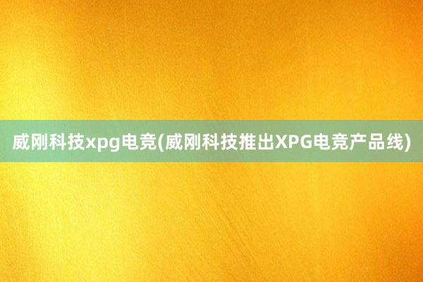 威刚科技xpg电竞(威刚科技推出XPG电竞产品线)