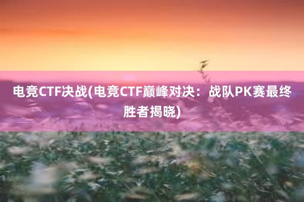 电竞CTF决战(电竞CTF巅峰对决：战队PK赛最终胜者揭晓)