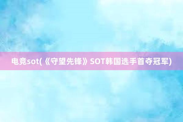 电竞sot(《守望先锋》SOT韩国选手首夺冠军)