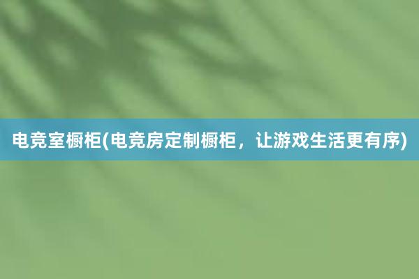 电竞室橱柜(电竞房定制橱柜，让游戏生活更有序)