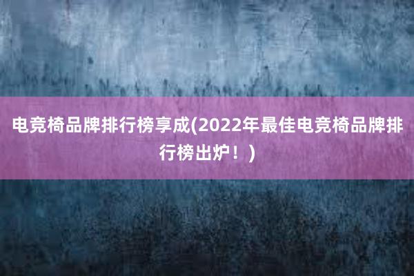 电竞椅品牌排行榜享成(2022年最佳电竞椅品牌排行榜出炉！)