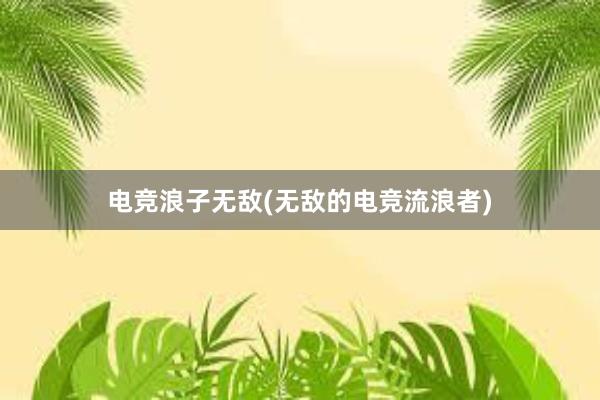 电竞浪子无敌(无敌的电竞流浪者)