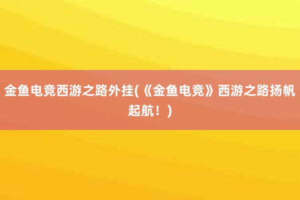 金鱼电竞西游之路外挂(《金鱼电竞》西游之路扬帆起航！)