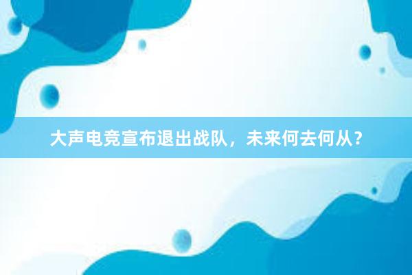 大声电竞宣布退出战队，未来何去何从？