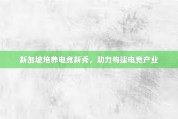 新加坡培养电竞新秀，助力构建电竞产业