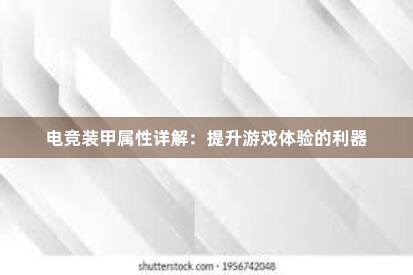 电竞装甲属性详解：提升游戏体验的利器