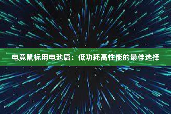 电竞鼠标用电池篇：低功耗高性能的最佳选择